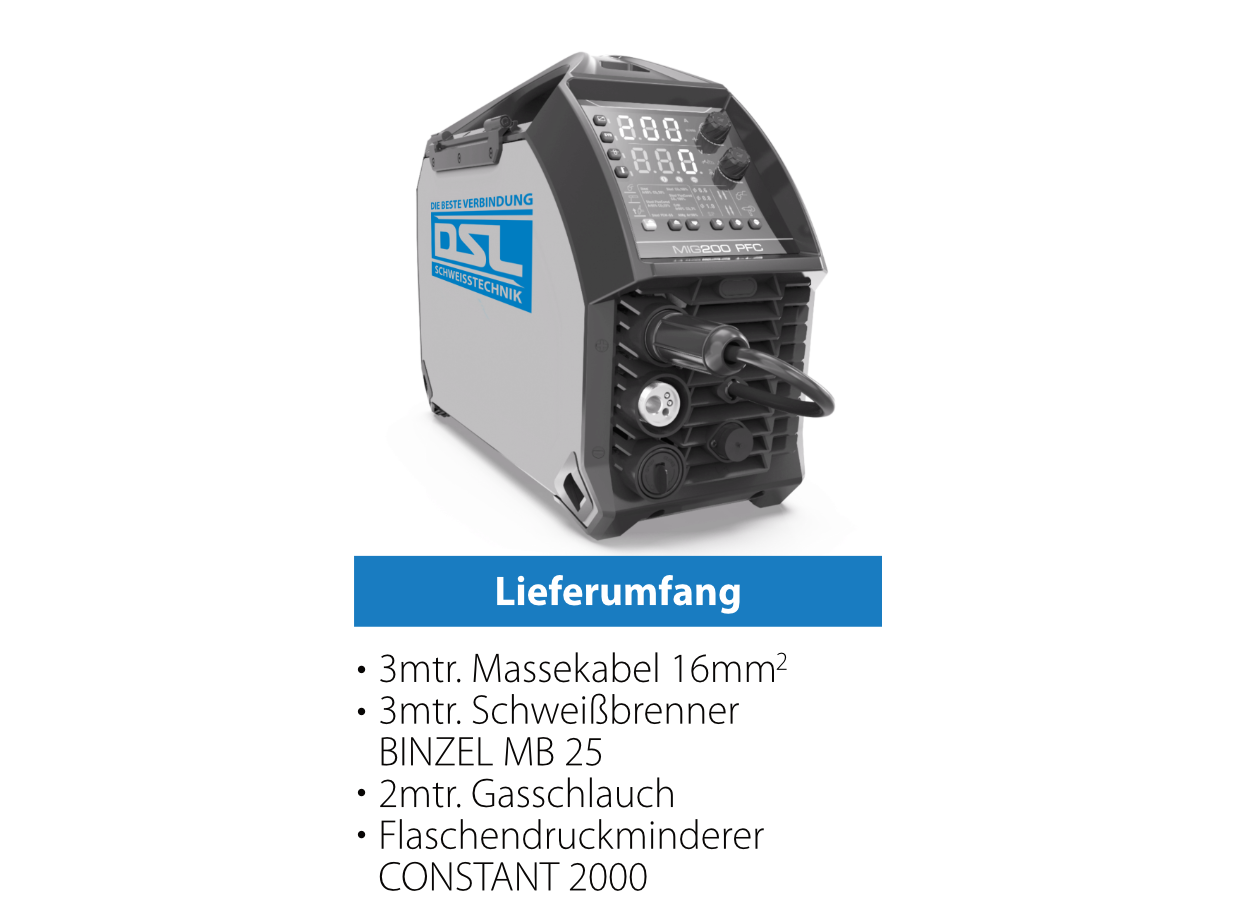 MIG/MAG-Multiprozess-Schweißgerät DS-Line MIG 200 PFC - Set
