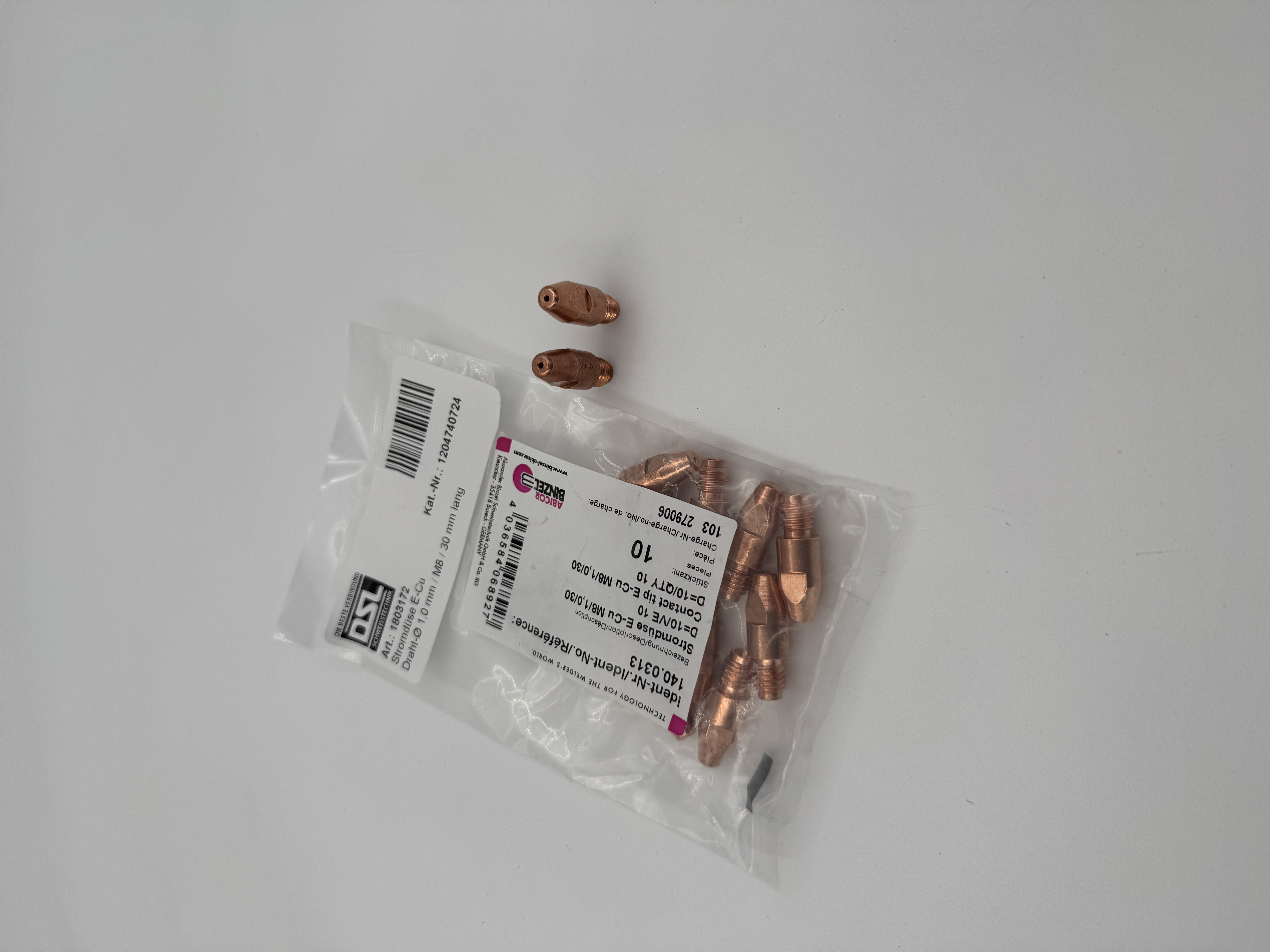 Stromdüse E-Cu Draht-Ø 1,0 mm / M8 / 30 mm lang