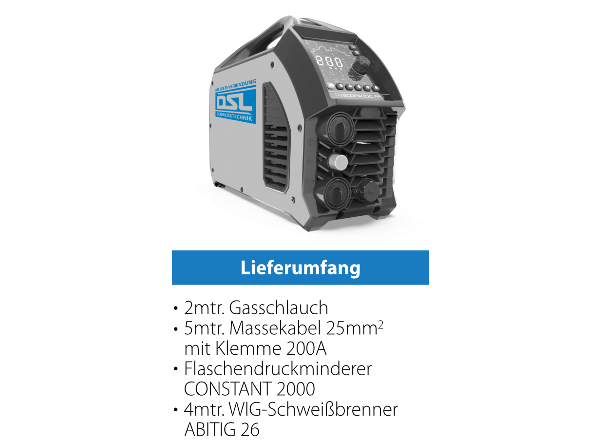 WIG-AC/DC-Inverter-Schweißgerät DS-Line TIG 200 AC/DC PFC - Set