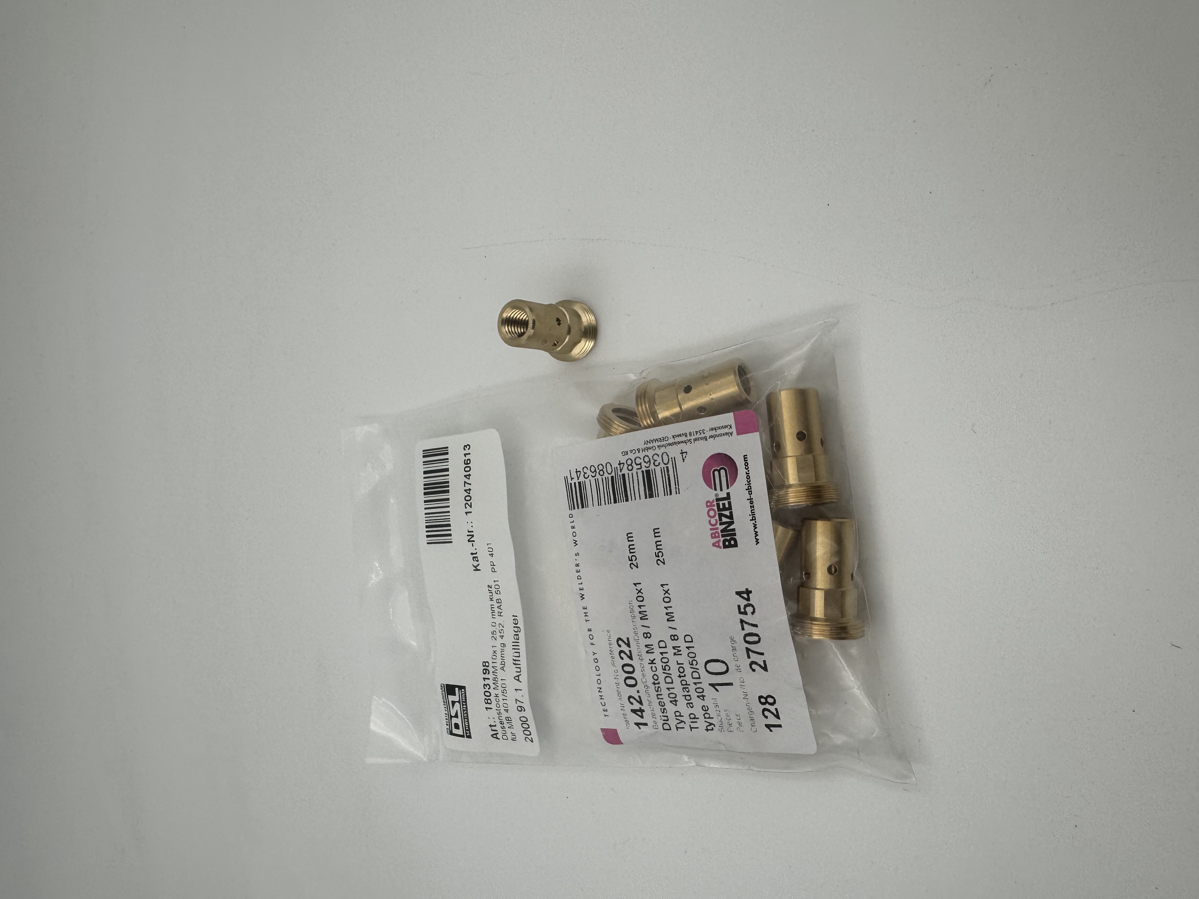 Düsenstock M8/M10x1 25,0 mm kurz für MB 401/501, Abimig 452, RAB 501, PP 401