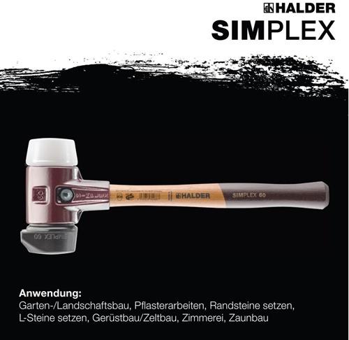Schonhammer SIMPLEX L.405mm Kopf-D.60mm Holz TG-Geh. Gummikomp./Superplastik