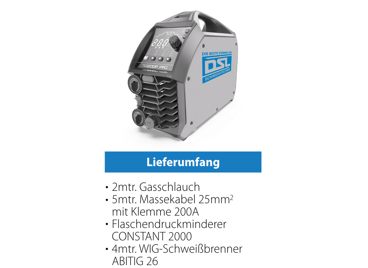 WIG-DC-Inverter-Schweißgerät DS-Line TIG 200 PFC - Set