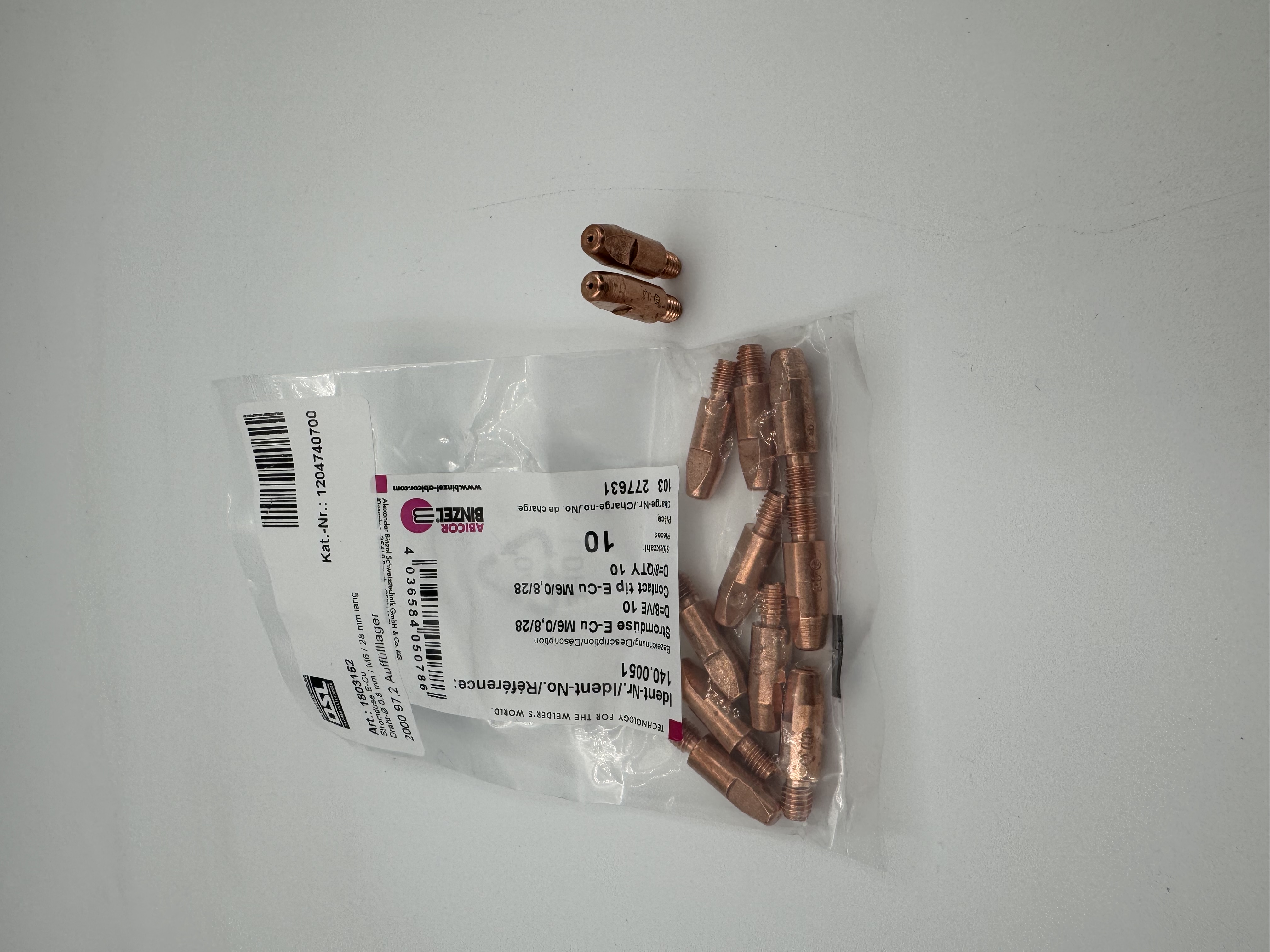 Stromdüse E-Cu Draht-Ø 0,8 mm / M6 / 28 mm lang