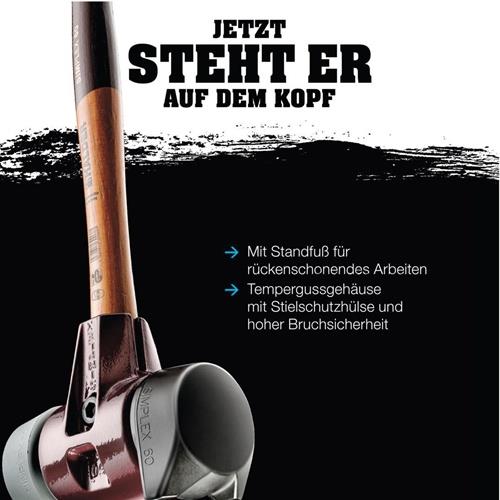 Schonhammer SIMPLEX Kopf-D. 80mm Länge 490 Kopf-B.175mm Holz Gummi/Superplastik