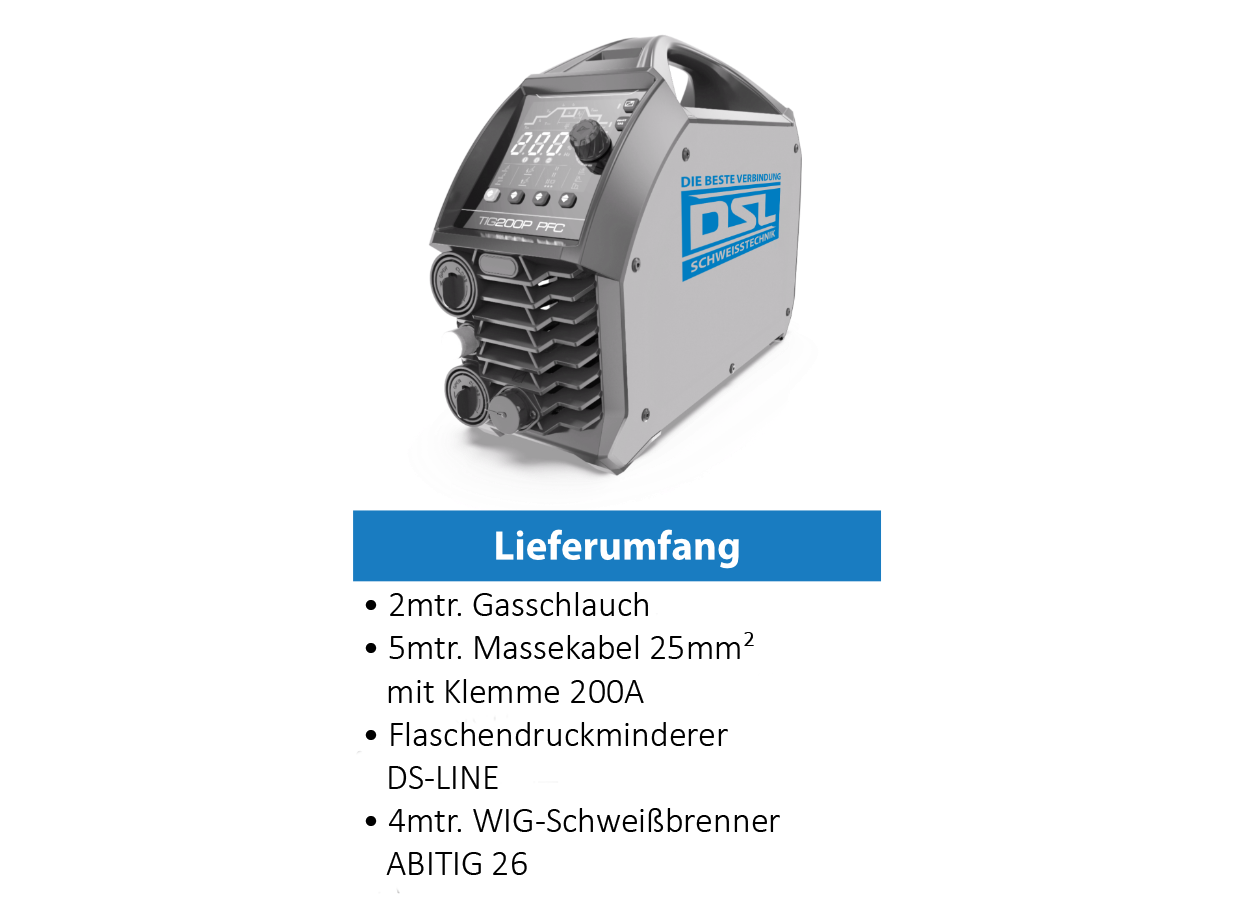 WIG-DC-Inverter-Schweißgerät DS-Line TIG 200 PFC - Set