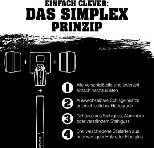 Schonhammer SIMPLEX L.405mm Kopf-D.60mm Holz TG-Geh. Gummikomp./Superplastik