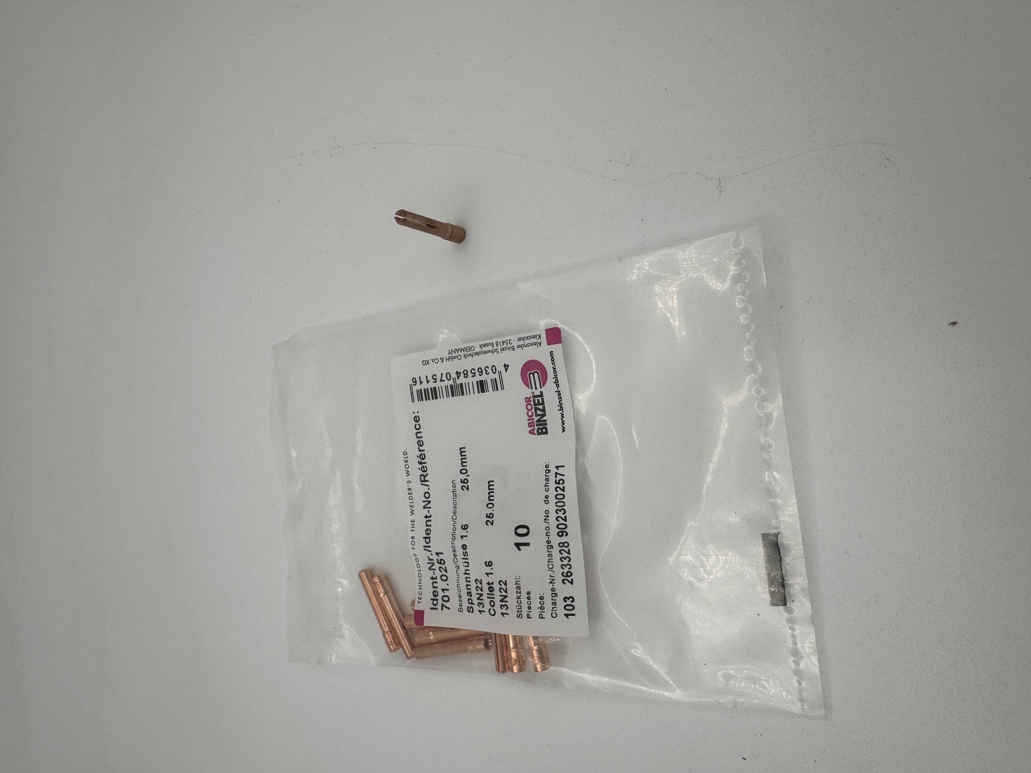 Spannhülse Kupfer 25,0 mm x 1,6 mm für Abitig Grip 9/20