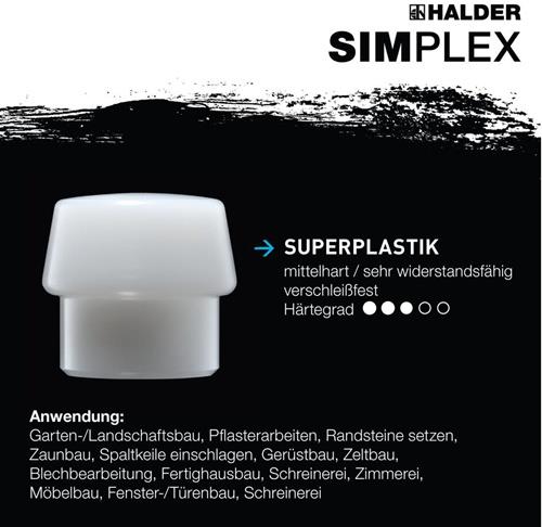 Schonhammer SIMPLEX Kopf-D. 80mm Länge 490 Kopf-B.175mm Holz Gummi/Superplastik